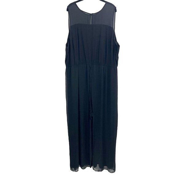 Lane Bryant Black Chiffon Flowy Wide Leg Jumpsuit Formal Dressy - Size 28 - Picture 1 of 8
